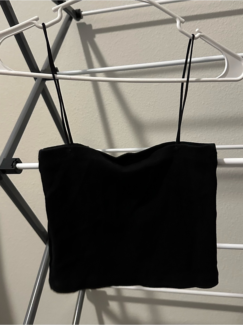 Black Spaghetti Strap Crop Top - Women